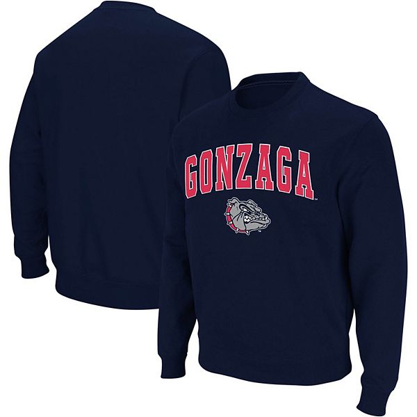 Men s Colosseum Navy Gonzaga Bulldogs Arch Logo Crew Neck Sweatshirt