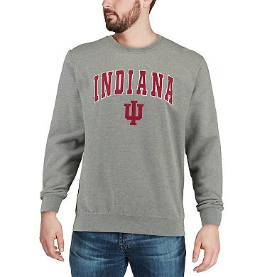 Men's Colosseum Heather Gray Indiana Hoosiers Arch & Logo Crew Neck Sweatshirt