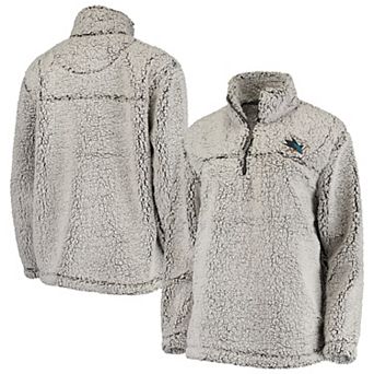 Women's G-III 4Her by Carl Banks Gray San Jose Sharks Sherpa Quarter-Zip Pullover Jacket