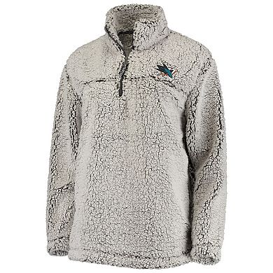 Women's G-III 4Her by Carl Banks Gray San Jose Sharks Sherpa Quarter-Zip Pullover Jacket