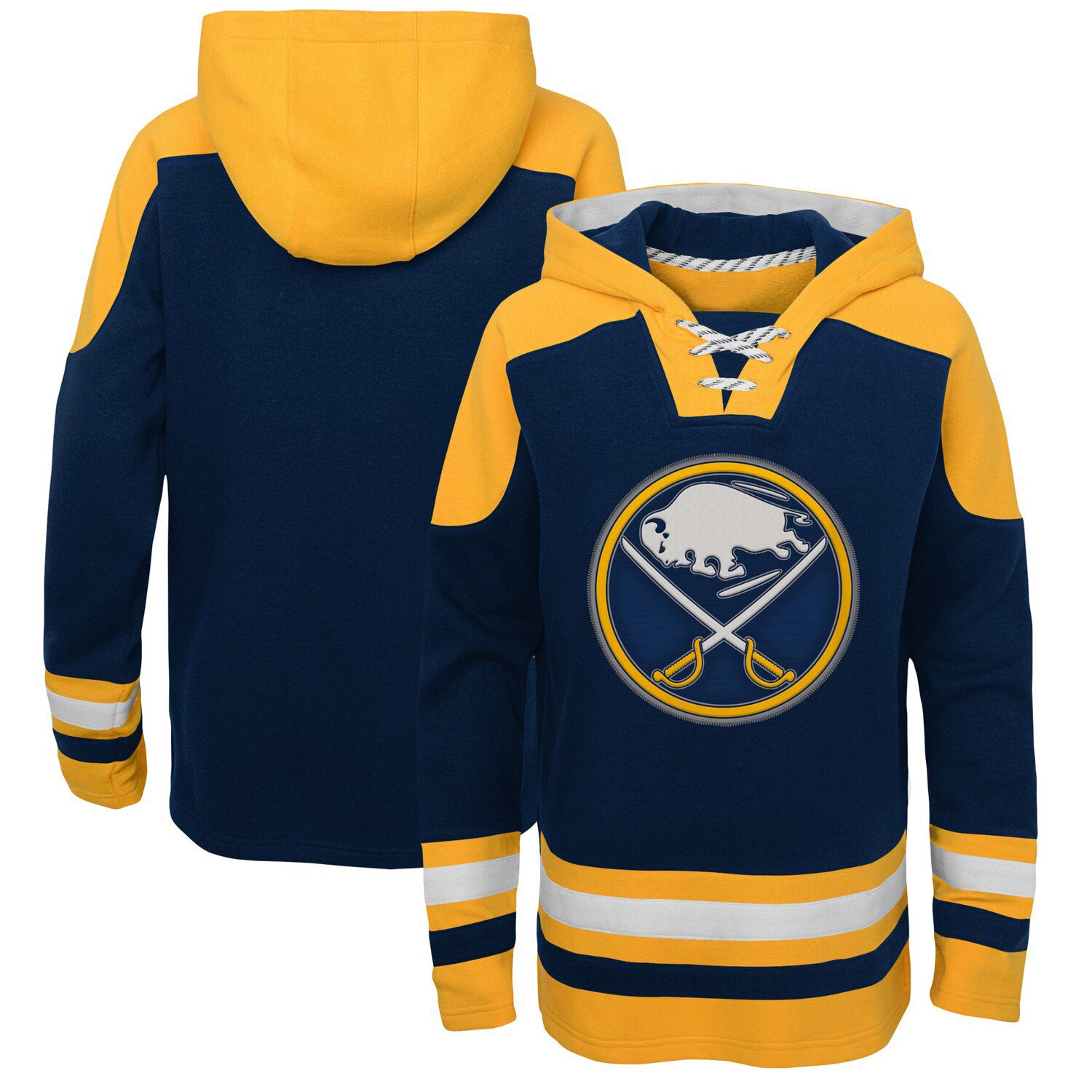 navy and gold hoodie