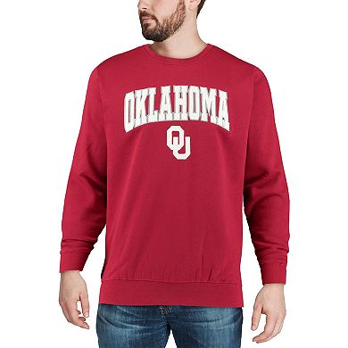 Men's Colosseum Crimson Oklahoma Sooners Arch & Logo Crew Neck Sweatshirt