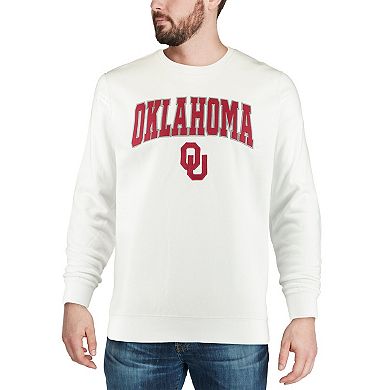 Men's Colosseum White Oklahoma Sooners Arch & Logo Crew Neck Sweatshirt