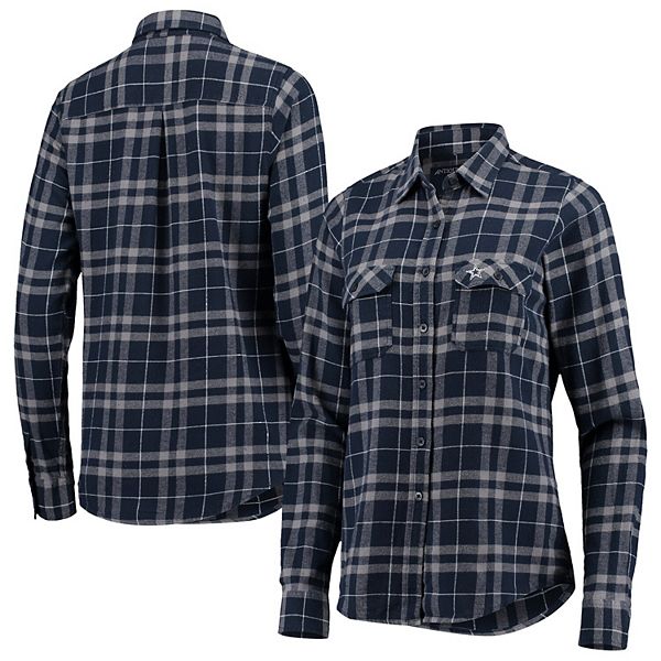 Women's Antigua Navy Dallas Cowboys Button-Down Flannel Shirt