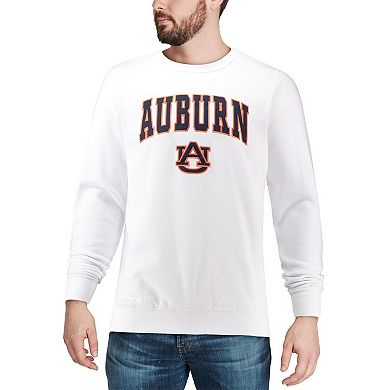 Men's Colosseum White Auburn Tigers Arch & Logo Crew Neck Sweatshirt
