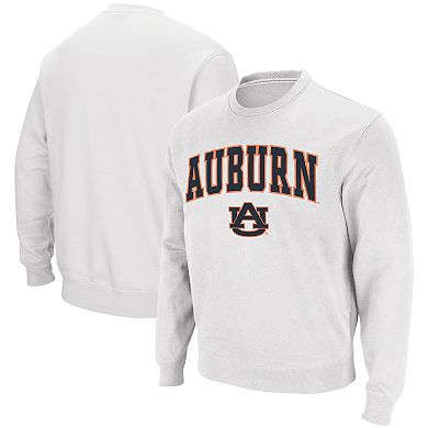 Men's Colosseum White Auburn Tigers Arch & Logo Crew Neck Sweatshirt