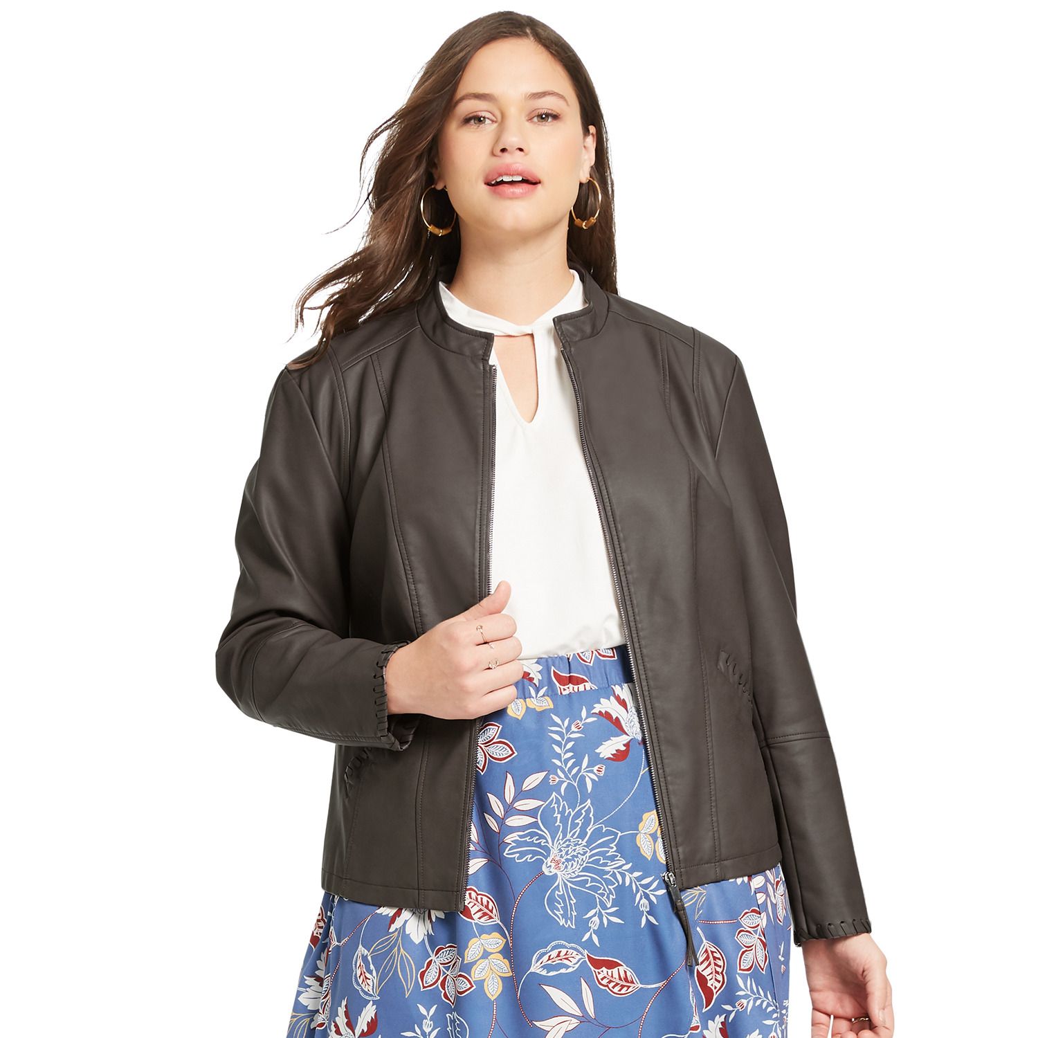 kohls plus size leather jacket