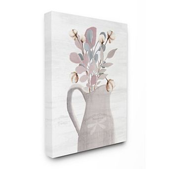 Stupell Home Decor Flower Jars Pink Neutral Stretched Canvas Wall Art