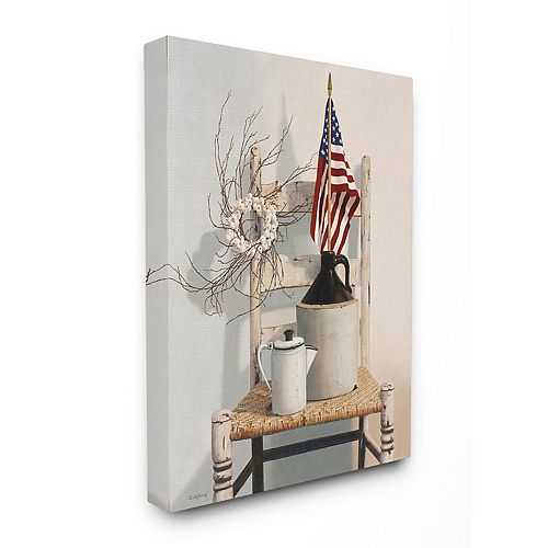 Stupell Home Decor Vintage Rustic Things American Flag Neutral