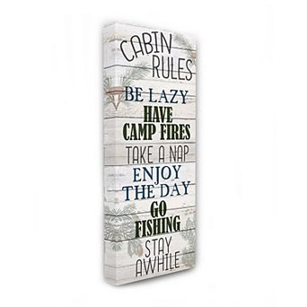 Stupell Home Decor Cabin Rules Country Landscape Wood Wall Art