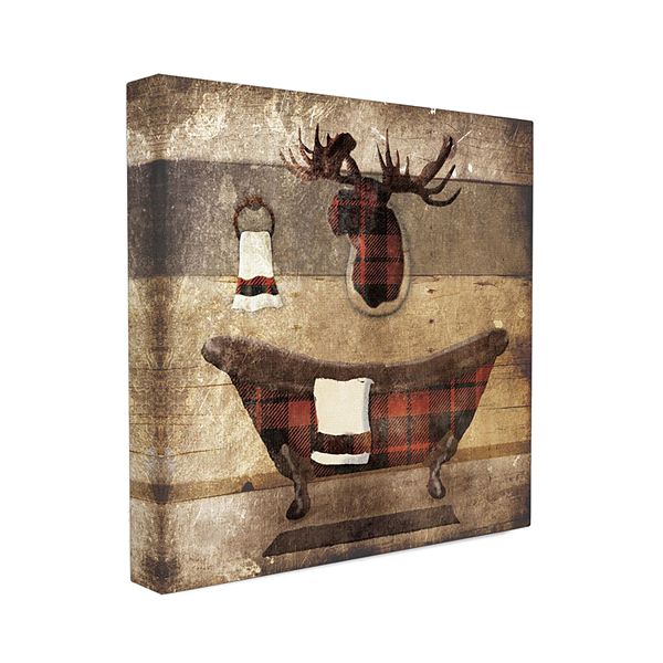 Stupell Home Decor Plaid Cabin Bathroom Country Wall Art