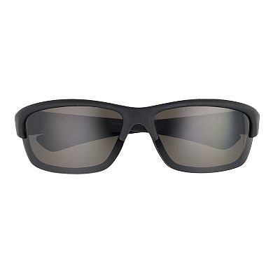 Men's Tek Gear® Rubberized Black Framed Comfort Fit Polarized Wrap-Around Sunglasses