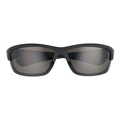 Men's Tek Gear Black Framed Comfort Fit Polarized Wrap-Around Sunglasses