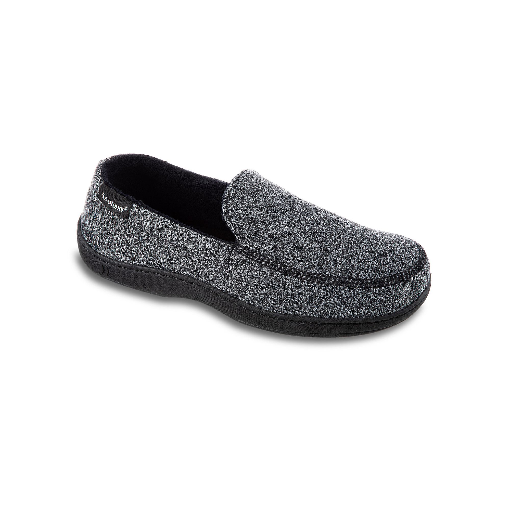 isotoner Space Dye Mens Moccasin Slippers, Size: XXL, Black