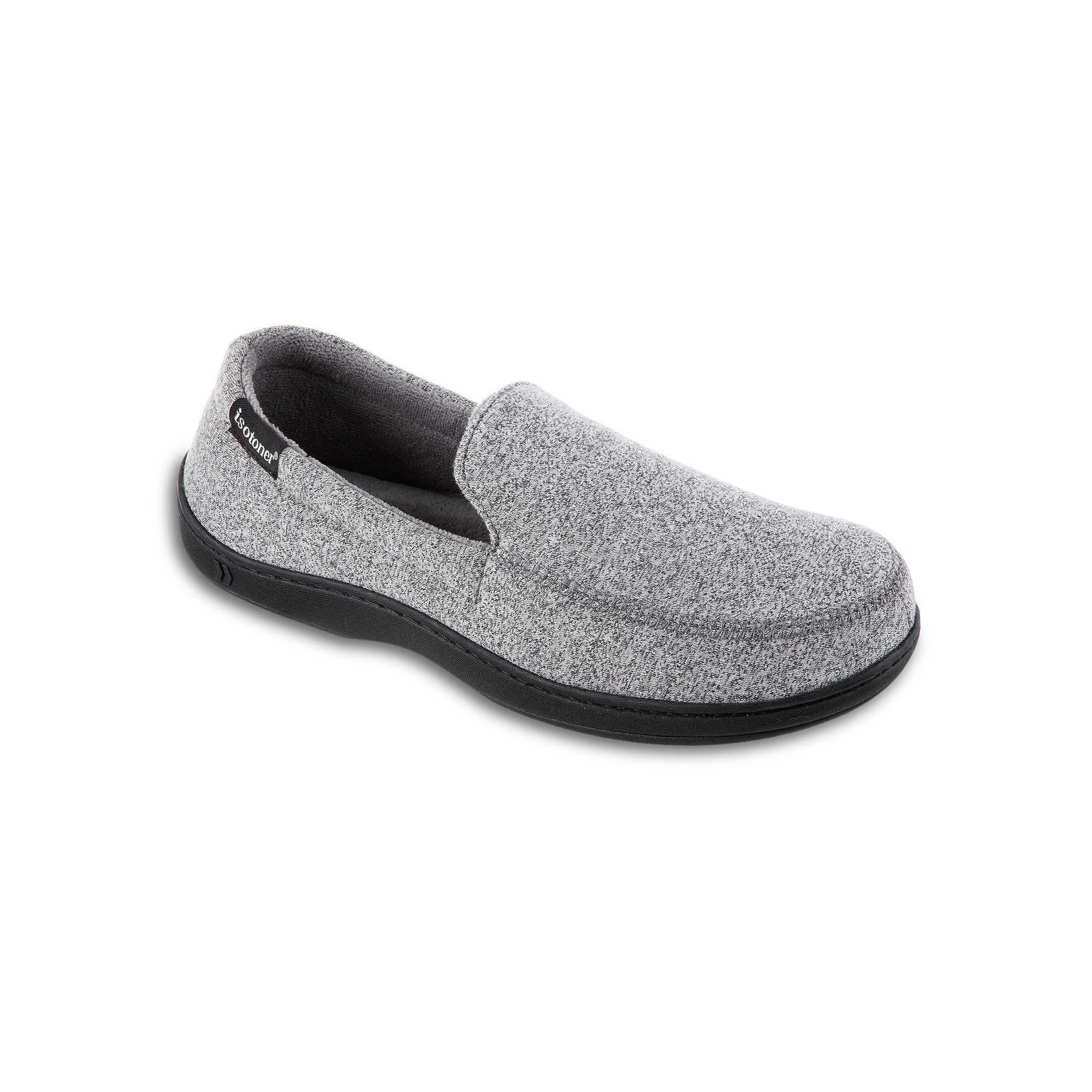 isotoner Space Dye Mens Moccasin Slippers, Size: Medium, Gray