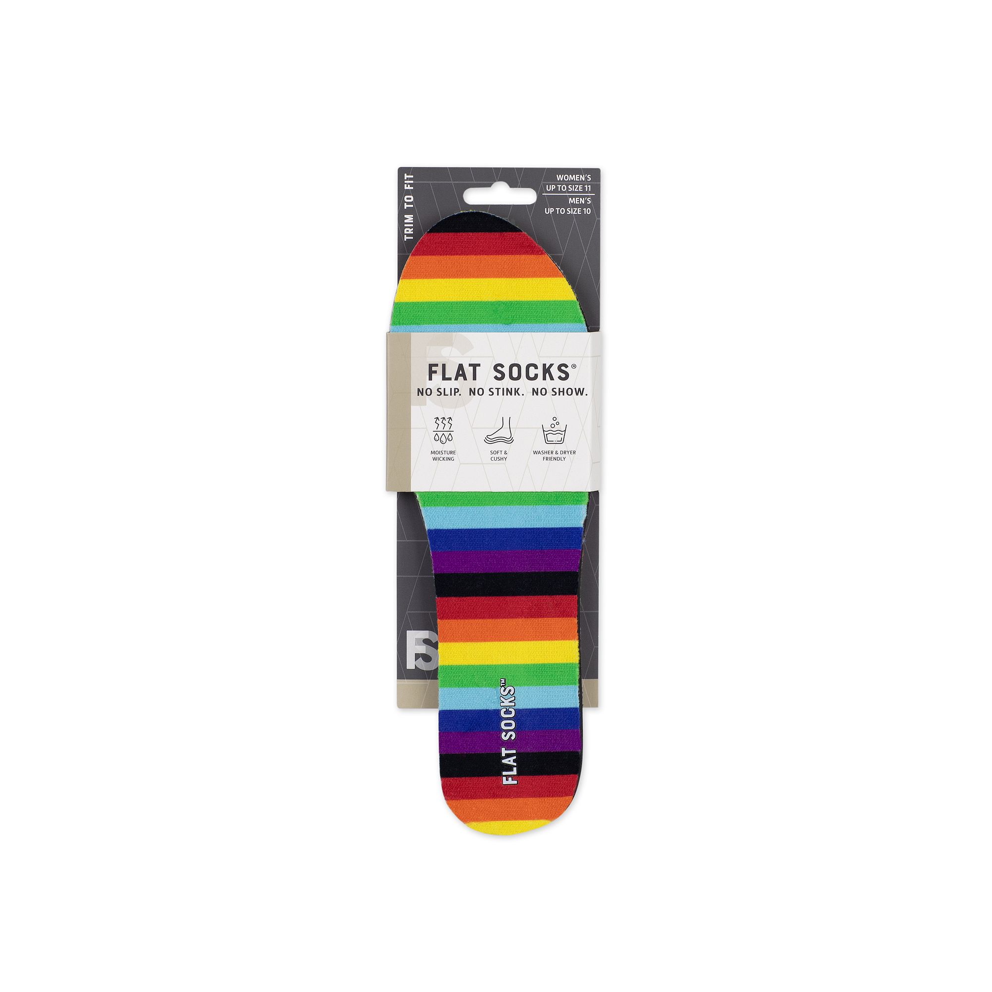 Womens Flat Socks Printed Shoe Liner, Rainbow