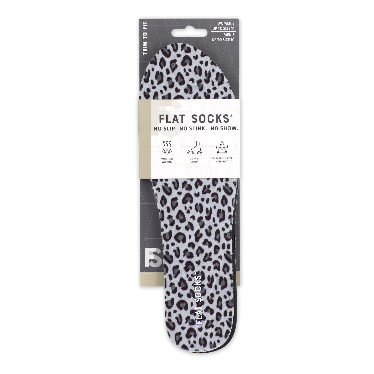 Women's Flat Socks Printed Shoe Liner - Snow Leopard