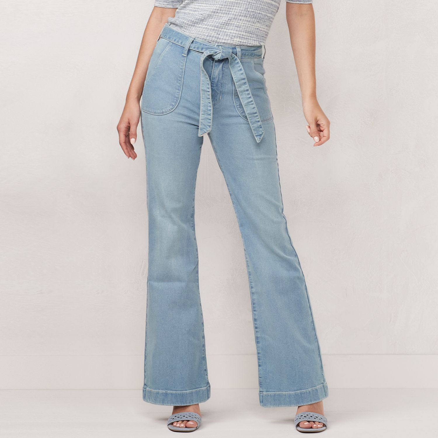 high waisted long flare jeans