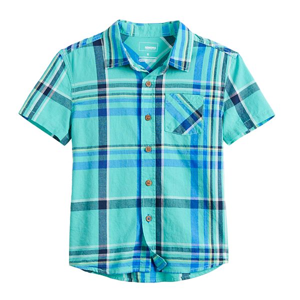 Boys 4-12 Sonoma Goods For Life® Plaid Button Front Shirt