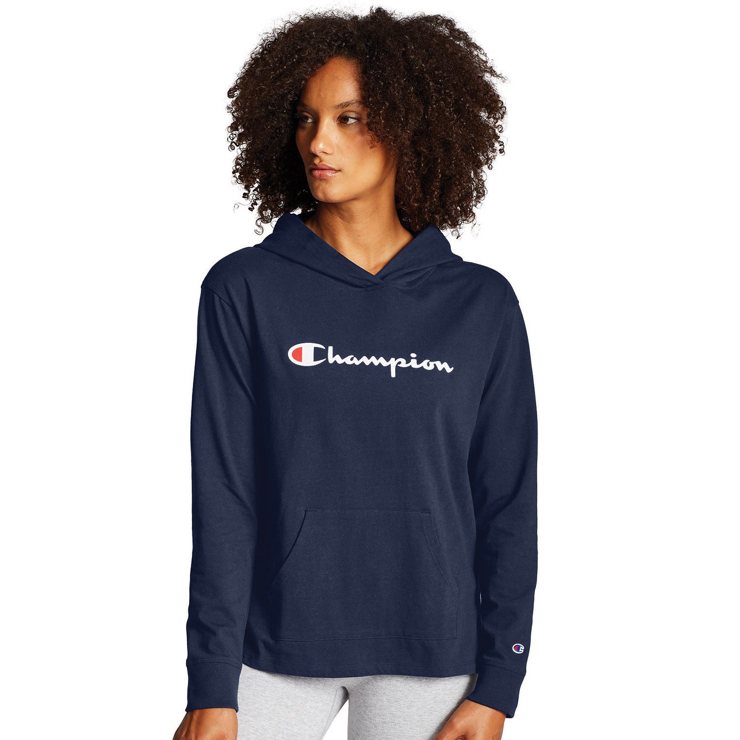 dark blue champion hoodie women's