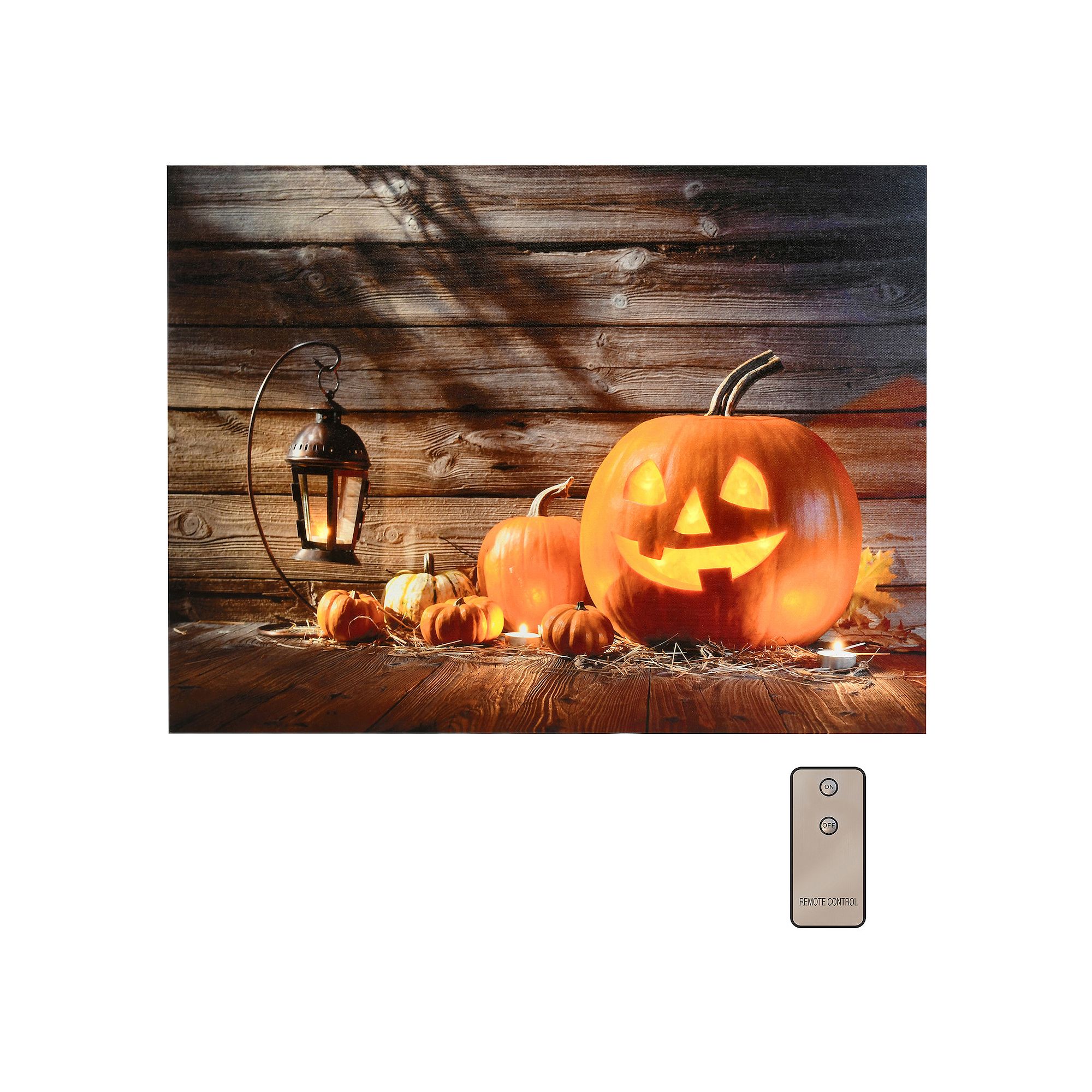 LumaBase Light-Up Jack O Lantern Wall Art, Multicolor