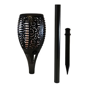 LumaBase Solar Powered Flame Effect Black Torch
