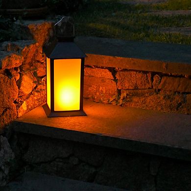 LumaBase Solar Flickering LED Lantern Table Decor