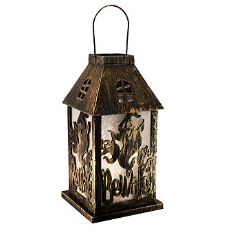 Halloween Beware Light-Up Lantern Table Decor