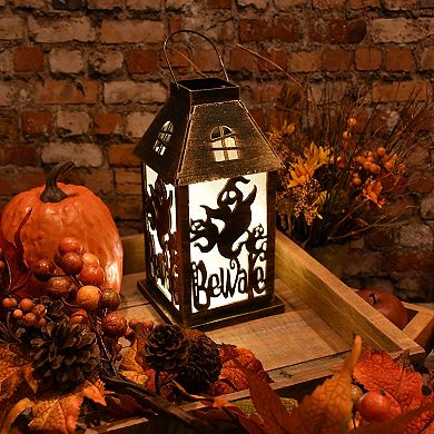Halloween Beware Light-Up Lantern Table Decor