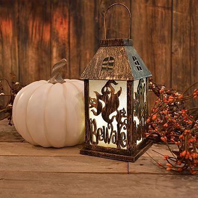 Halloween Beware Light-Up Lantern Table Decor