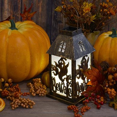 Halloween Beware Light-Up Lantern Table Decor