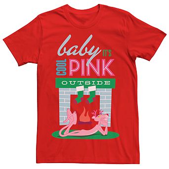Men's Pink Panther Baby It's Cool Pink Outside Holiday Tee