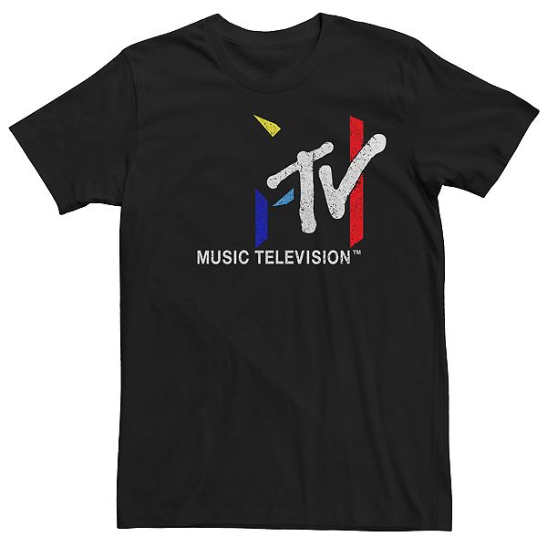 Men's MTV Dark Mondrian Art Style Logo Tee