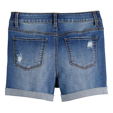 Girls 4-20 & Plus Size SO® High-Rise Medium Wash Repaired Denim Shorts