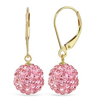 14k Crystal Fireball Drop Earrings
