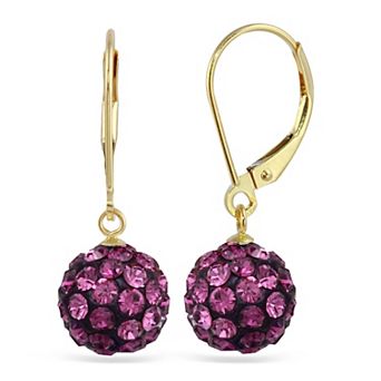 14k Crystal Fireball Drop Earrings