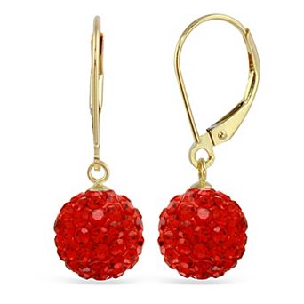 14k Crystal Fireball Drop Earrings