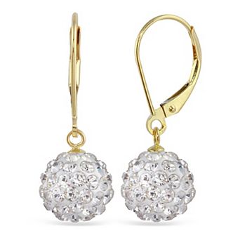 14k Crystal Fireball Drop Earrings