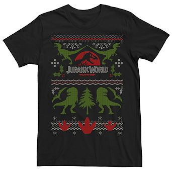 Men's Jurassic World Dinosaur Xmas Ugly Sweater Tee