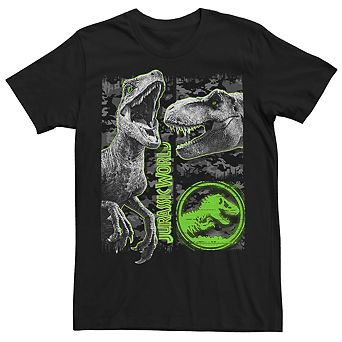 Men's Jurassic World Two Raptor T-Rex Camo Scratch Tee