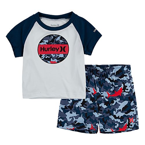 Baby Boy Hurley DriFIT UPF 50+ Rash Guard Top & Board Shorts 2Piece Set