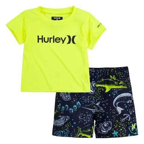 Baby Boy Hurley DriFIT UPF 50+ Rash Guard Top & Board Shorts 2Piece Set