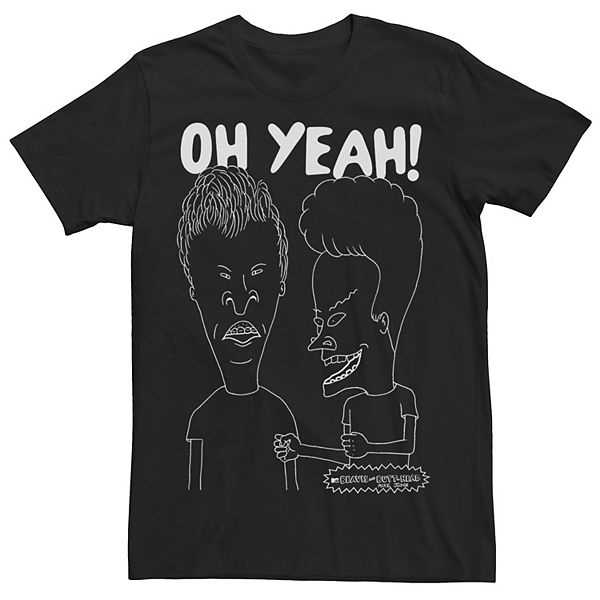 Mens Beavis And Butthead Oh Yeah Outline Portrait Tee