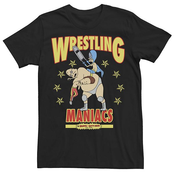 Men's Beavis & Butthead Wrestling Maniacs Portrait Poster Tee