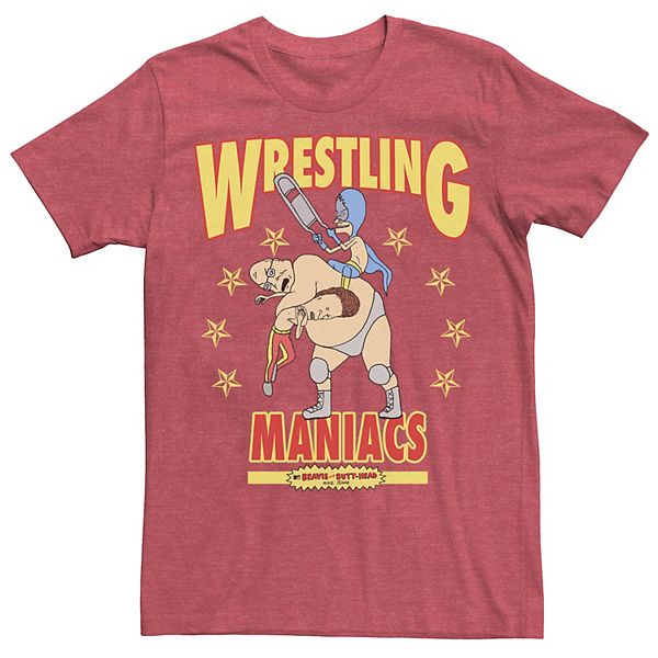 Men's Beavis & Butthead Wrestling Maniacs Portrait Poster Tee