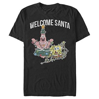 Men's Spongebob Squarepants Patrick Welcome Santa Tee