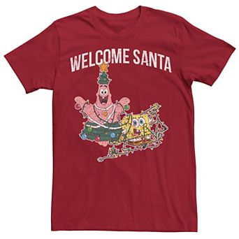 Men's Spongebob Squarepants Patrick Welcome Santa Tee