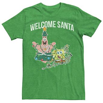 Men's Spongebob Squarepants Patrick Welcome Santa Tee