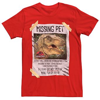 Men's Jurassic Park Missing Pet T-Rex Tee