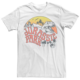 Men's Jurassic Park Retro T-Rex Sunset Logo Tee